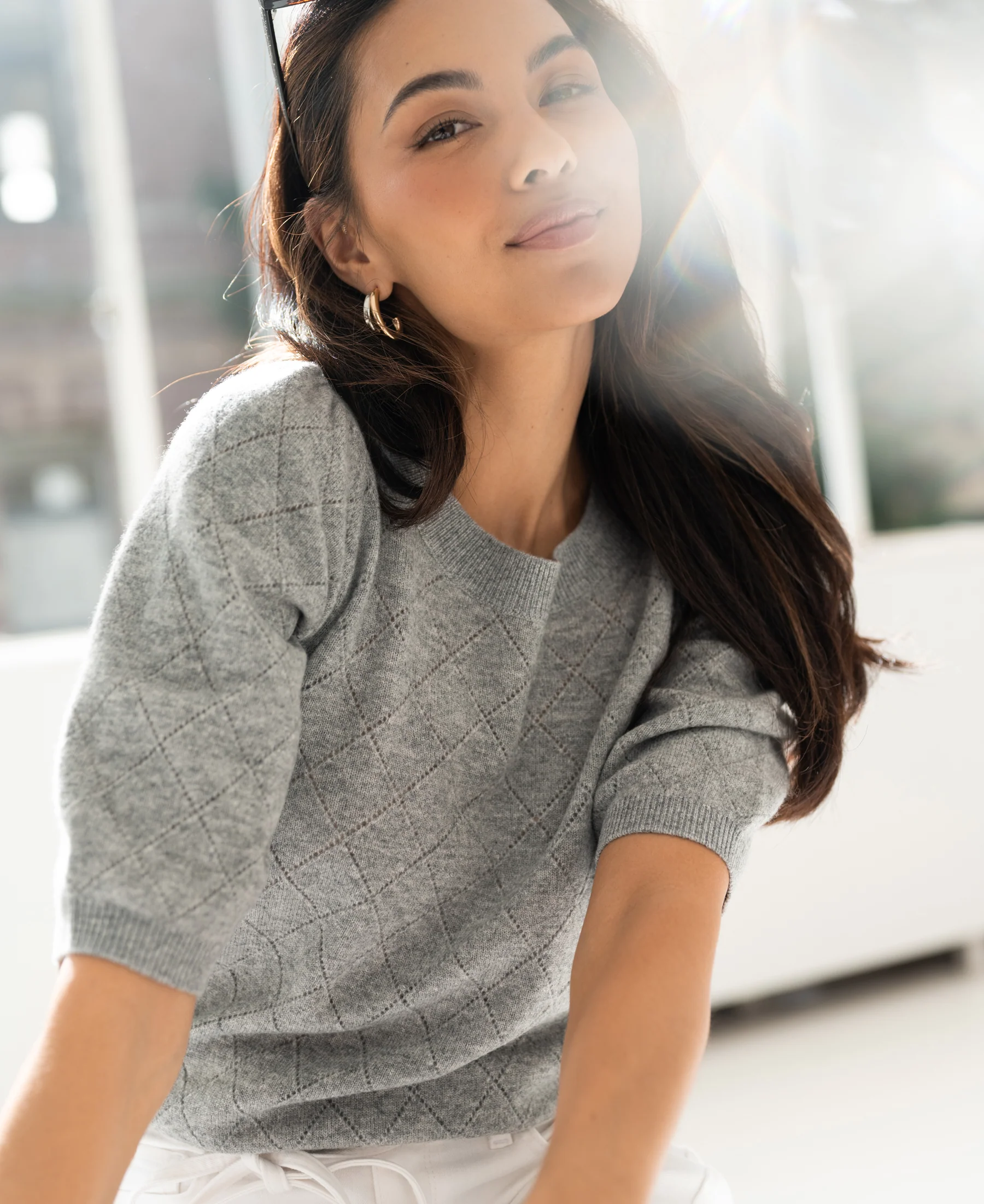 Argyle merinotrui LE HARVARD Grijs